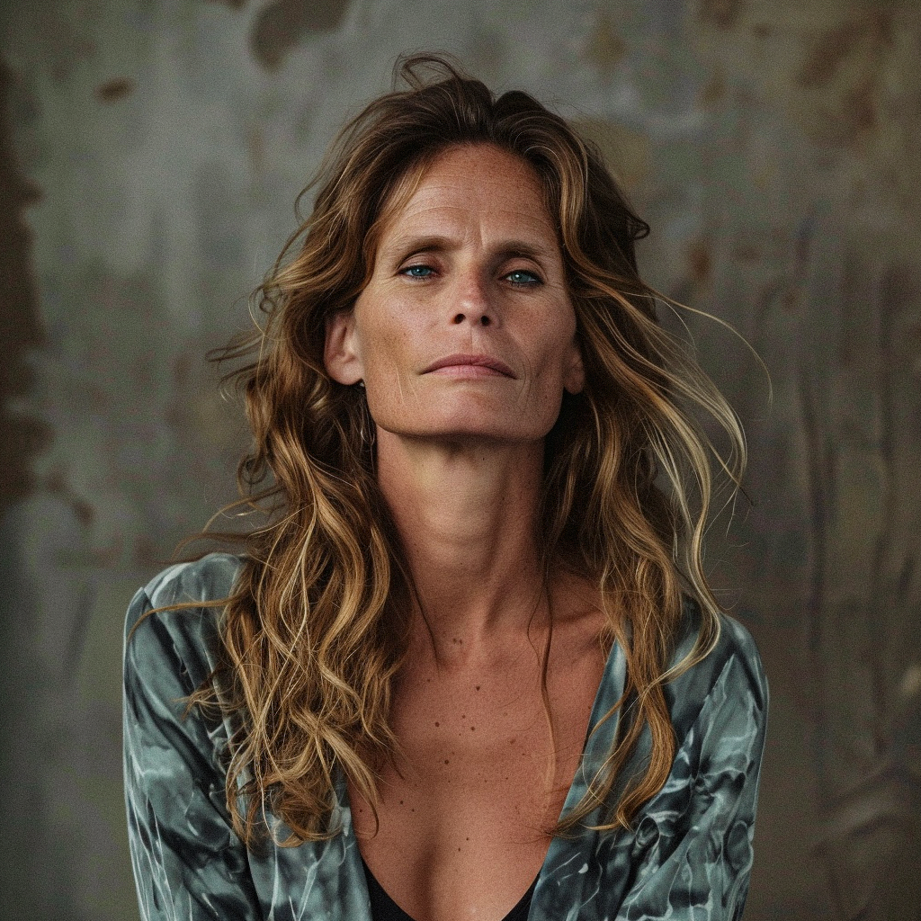 Carina Nygaard, Danish jewelry designer, in an indoor setting with a calm expression, wearing a patterned top.