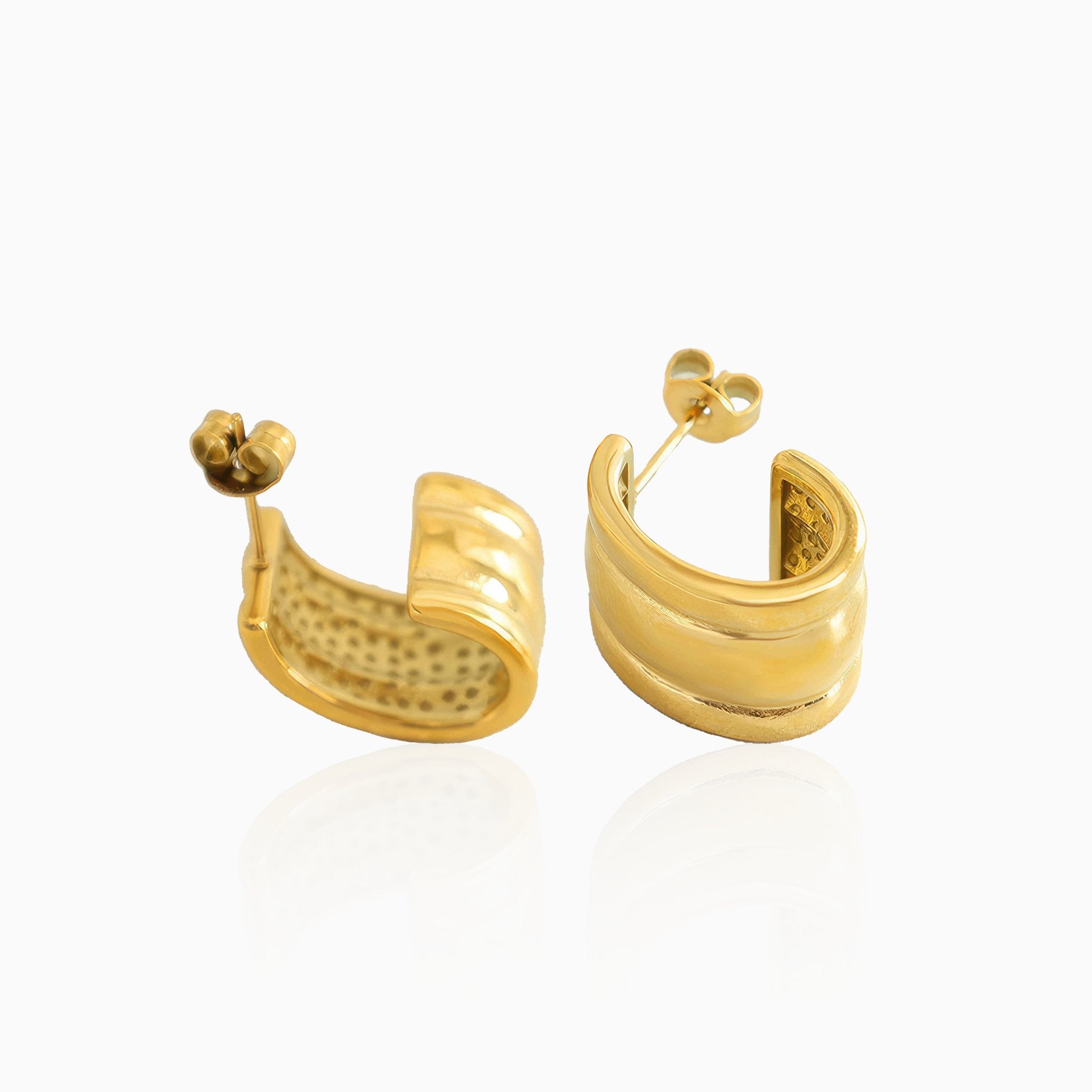 C-Shaped Embossed Minimalist Versatile Earrings - Nobbier - Earring - 18K Gold And Titanium PVD Coated Jewelry