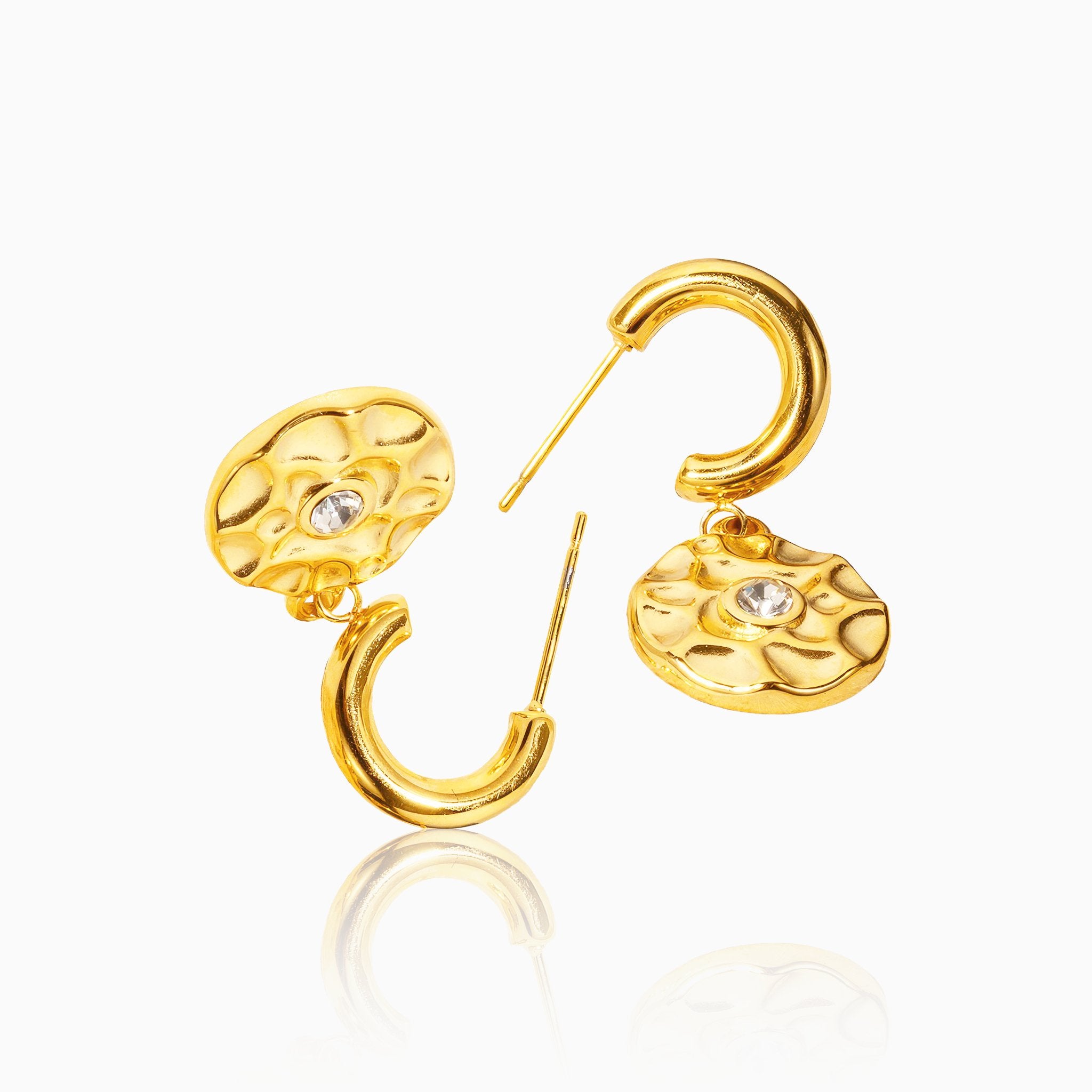 Geometric Diamond Circle Earrings - Nobbier - Earrings - 18K Gold And Titanium PVD Coated Jewelry