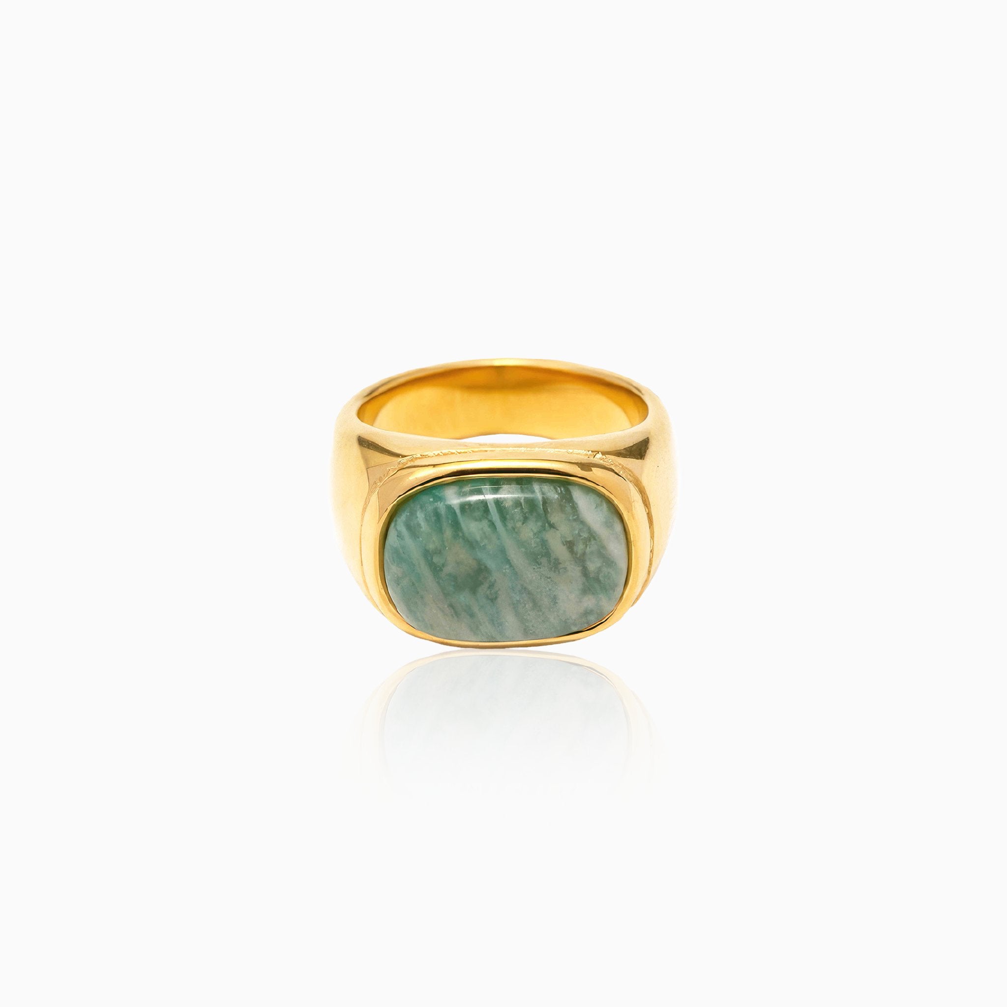 Geometric Ring with Natural Agate Stone - Nobbier - Ring - 18K Gold And Titanium PVD Coated Jewelry