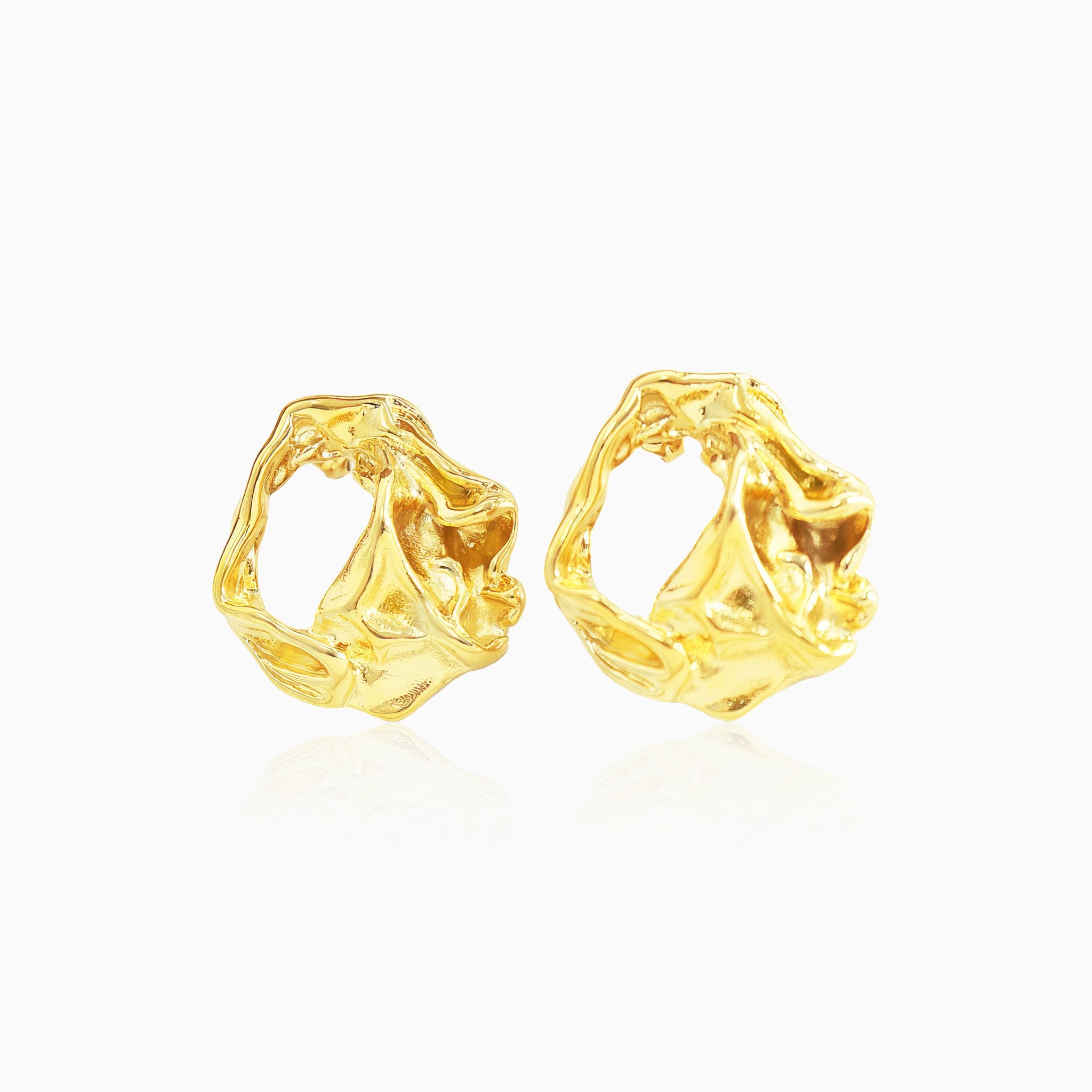 Irregular Embossed Design Earrings - Nobbier - Earrings - 18K Gold And Titanium PVD Coated Jewelry