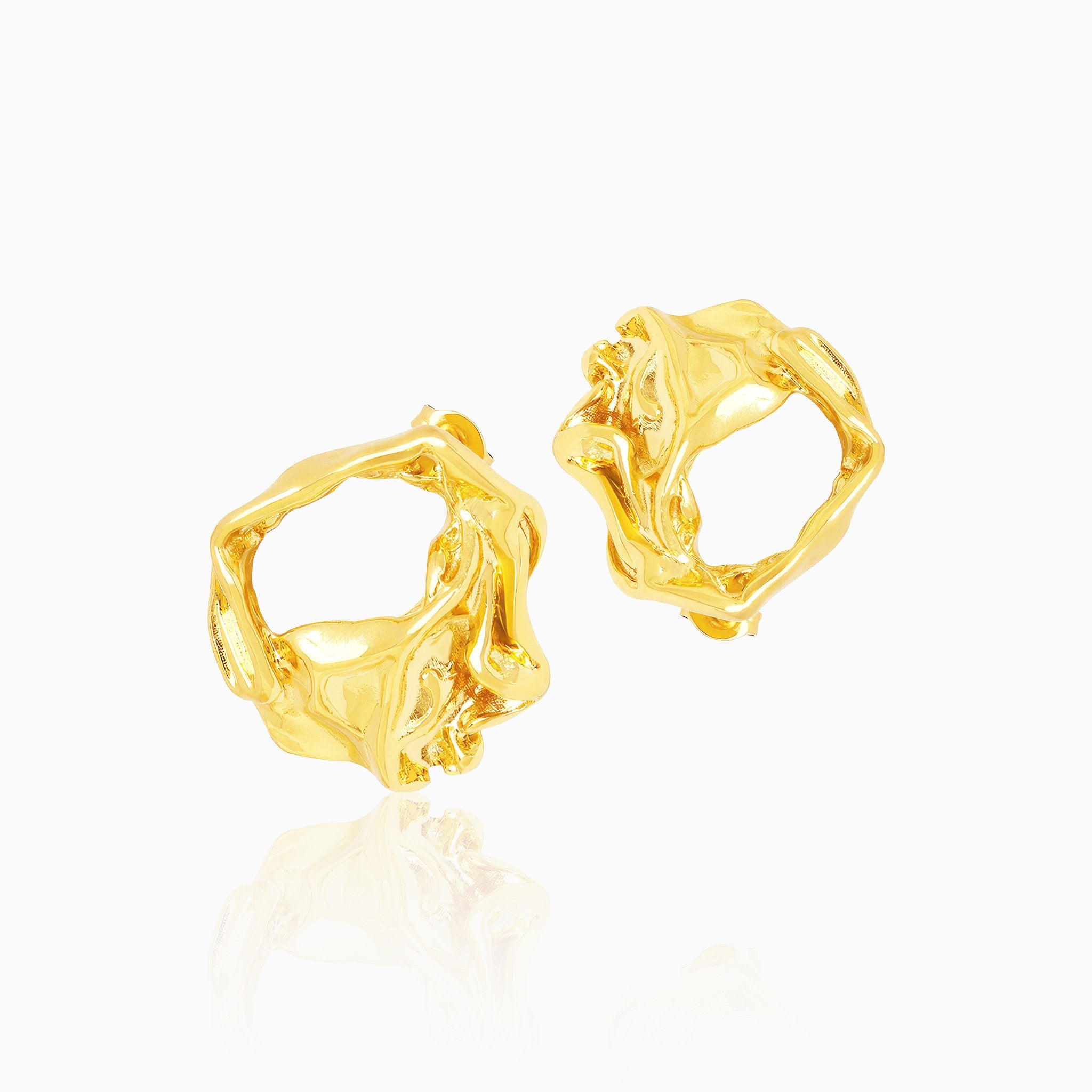 Irregular Embossed Design Earrings - Nobbier - Earrings - 18K Gold And Titanium PVD Coated Jewelry