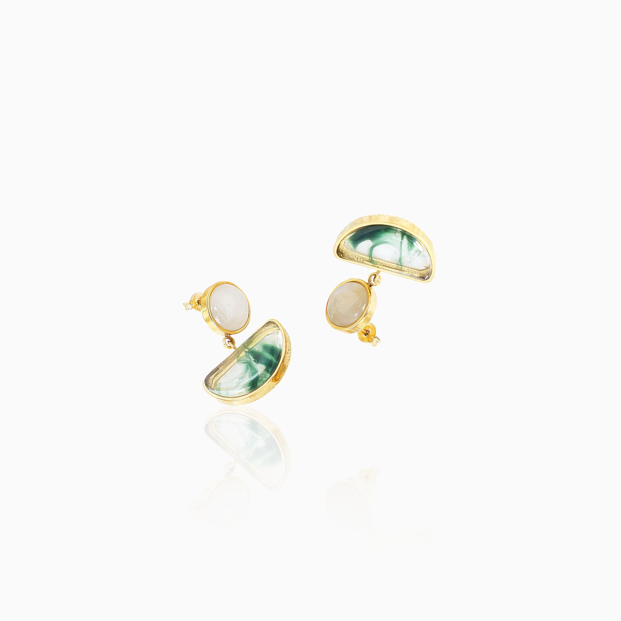 Noble Inlaid Gemstone Versatile Earrings - Nobbier - Earrings - 18K Gold And Titanium PVD Coated Jewelry