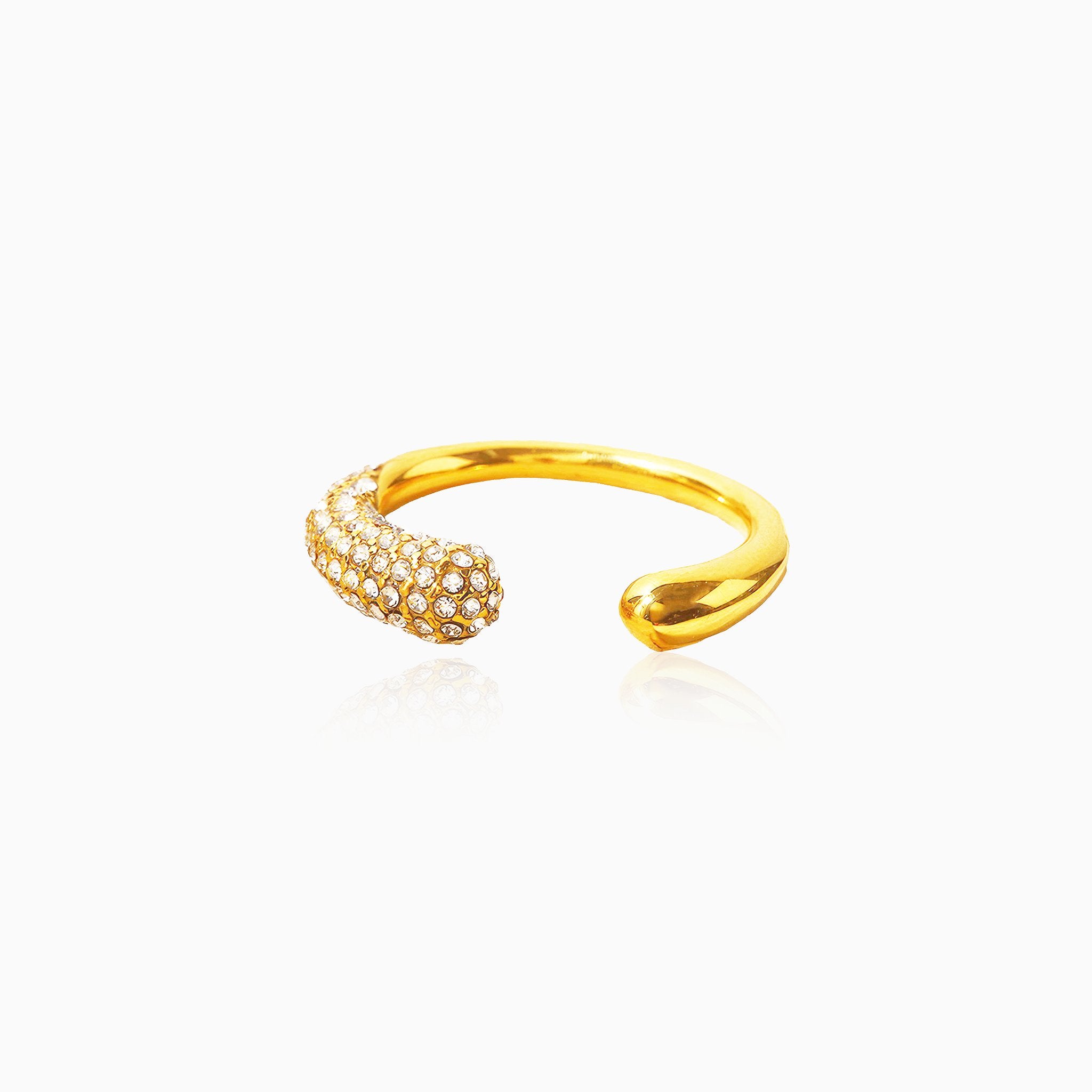 Open Ring with Sparkling White Gemstones - Nobbier - Ring - 18K Gold And Titanium PVD Coated Jewelry