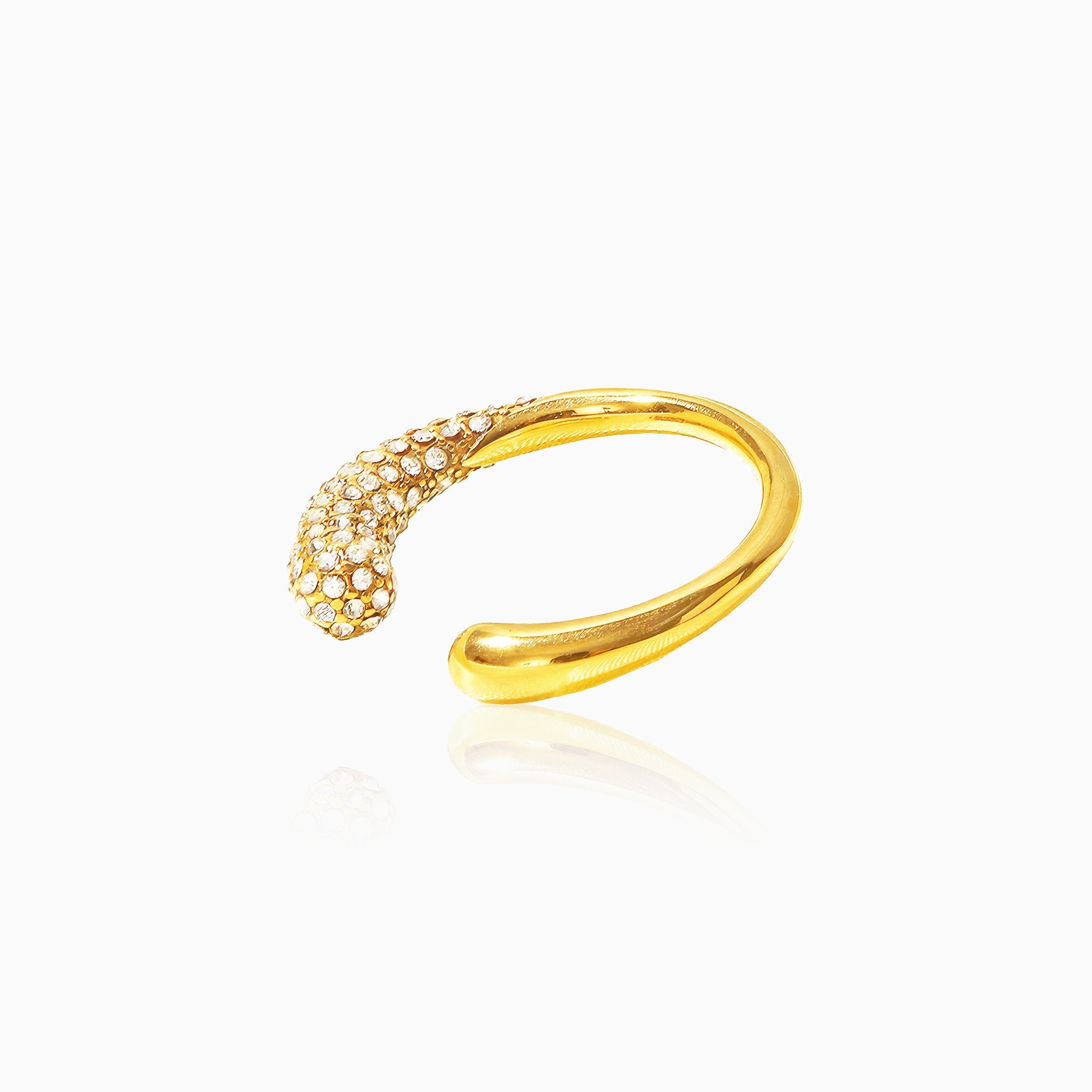 Open Ring with Sparkling White Gemstones - Nobbier - Ring - 18K Gold And Titanium PVD Coated Jewelry