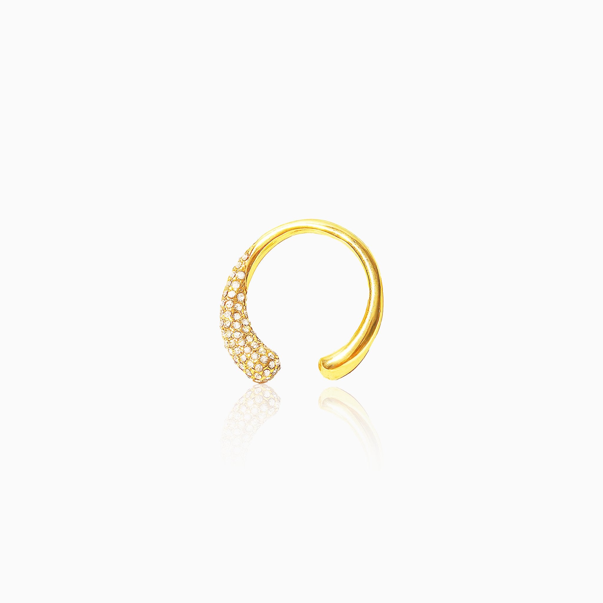 Open Ring with Sparkling White Gemstones - Nobbier - Ring - 18K Gold And Titanium PVD Coated Jewelry