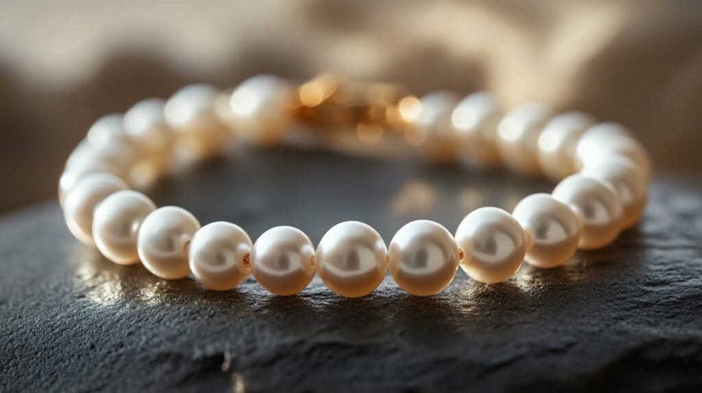 Classic pearl beaded bracelet showcasing luxury and timeless elegance.