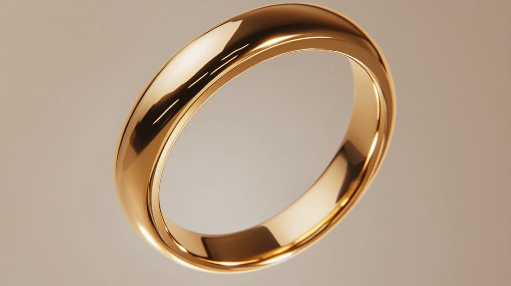Minimalist yellow gold ring with a smooth polished finish, exemplifying timeless elegance and simplicity.